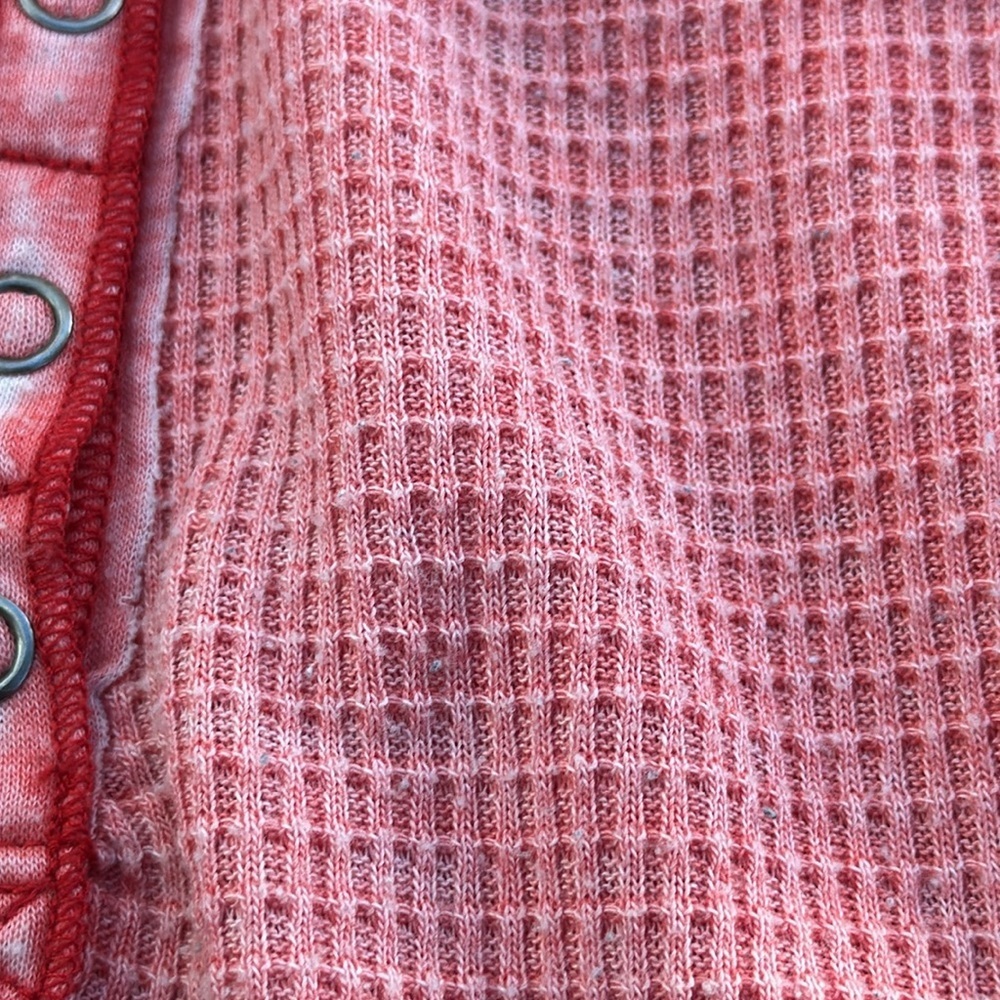 Free People Pink Waffle Knit Henley Top - Picture 9 of 9